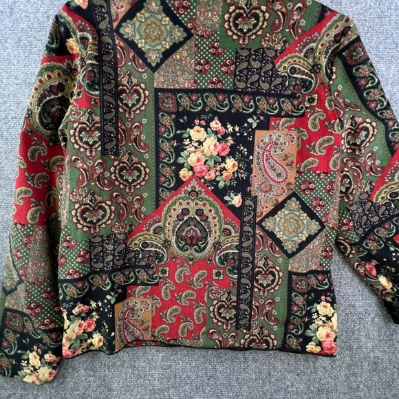 VTG USA ORVIS Women Fine Corduroy Sweater Button Up Size 12 Modal Cotton Paisley - Picture 13 of 13